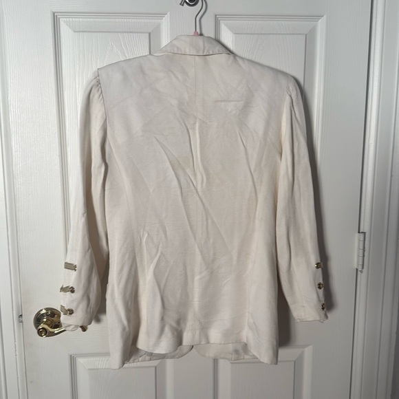 Women's Cream Blazer with Gold Accents David York size small - Picture 5 of 7
